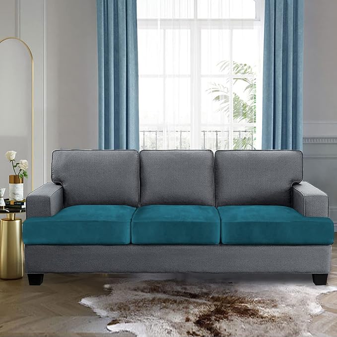 H.VERSAILTEX Stretch Velvet 3 Piece T Cushion Sofa Slipcovers - Image 2