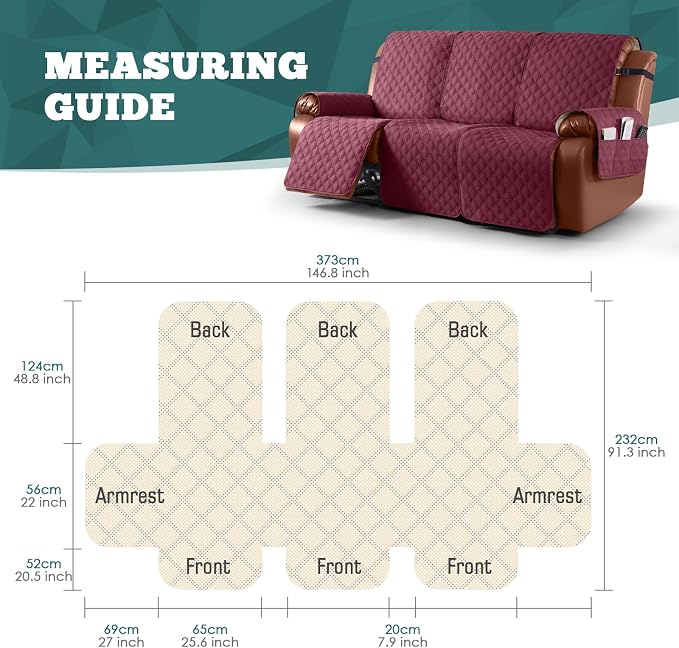 Ruaozz Waterproof Recliner Sofa Covers, 1-Piece Couch Covers - Image 2