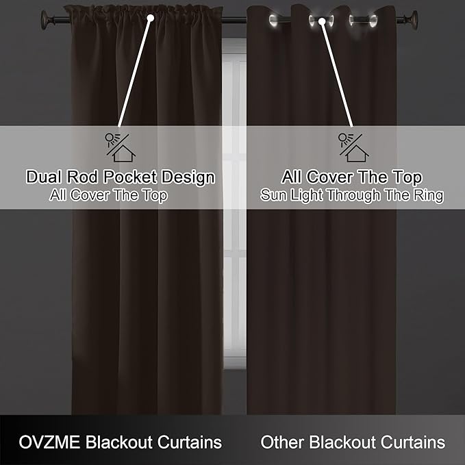 OVZME Brown Short Blackout Curtains - Image 6