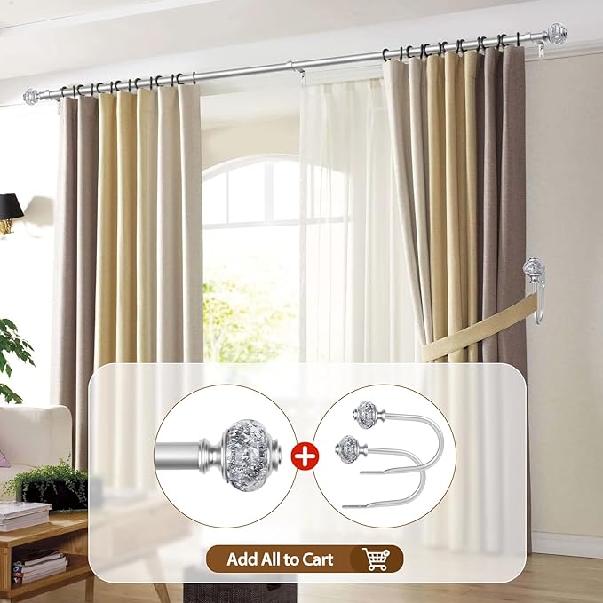 Curtain Rod 32 to 58 Inches, USFOOK 7/8 inch Telescoping Splicing Curtain rods - Image 6