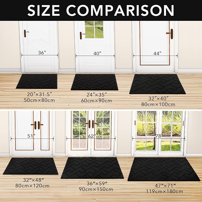 hicorfe Indoor Doormat, Welcome Door Mat TPR Backing Non Slip Mats 20"x31.5" - Image 2