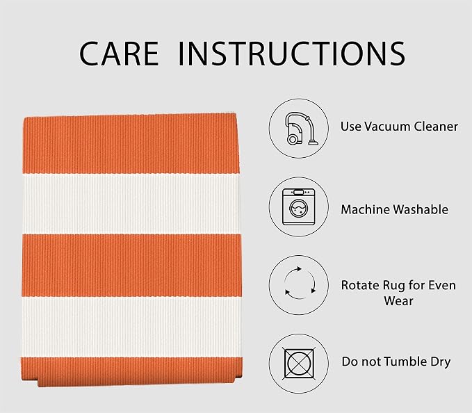 IOHOUZE Fall Door mat 4x6 Ft Orange White Striped Area Rug Washable Front Porch - Image 5