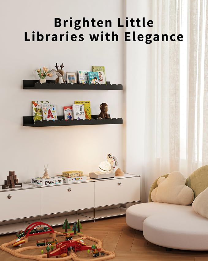 Shario Nursery Book Shelves, Scalloped Shelves, Wall Book Shelves - Image 4