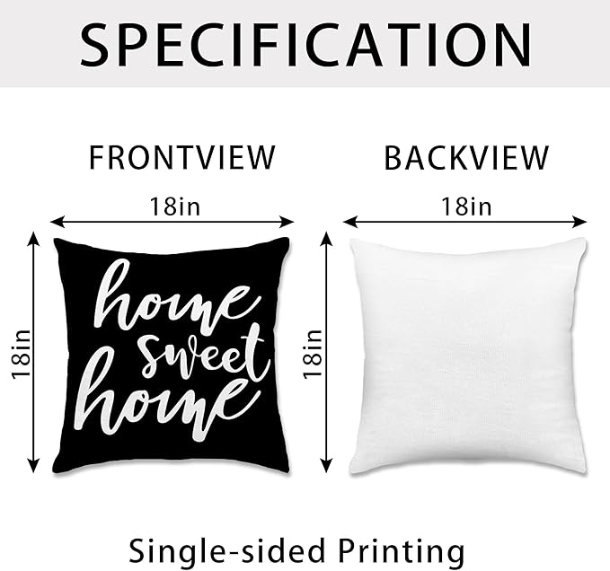 Hexagram Black Geometric Pillow Covers 18x18 Set of 4, Decorative Outdoor - Image 3