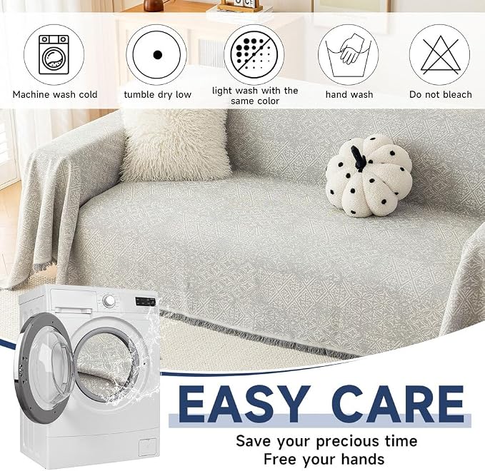 ROOMLIFE Gray Couch Cover Boho Sofa Covers - Image 5