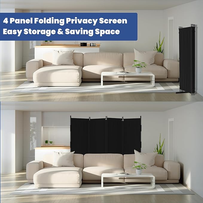 Room Divider, 4 Panel Upgraded Folding Privacy Screen, 88” Highly Secretive - Image 6
