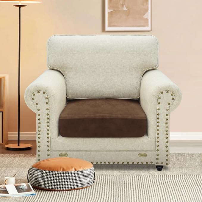 MAXIJIN Velvet Stretch Cushion Cover Fitted Couch Cushion Slipcovers 1 Pack Arm - Image 2