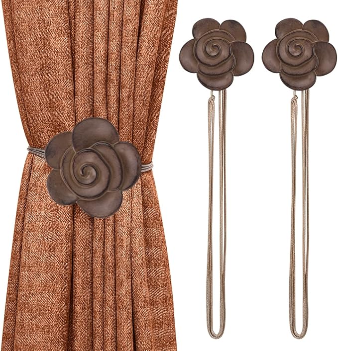 Lewondr Magnetic Curtain Tieback, Vintage Curtain Holdback, Resin Flower by Lewondr
