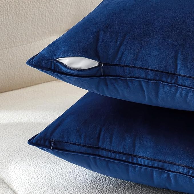 MIULEE Navy Blue Velvet Throw Pillow Covers 24x24 Soft Decorative Solid Square - Image 6