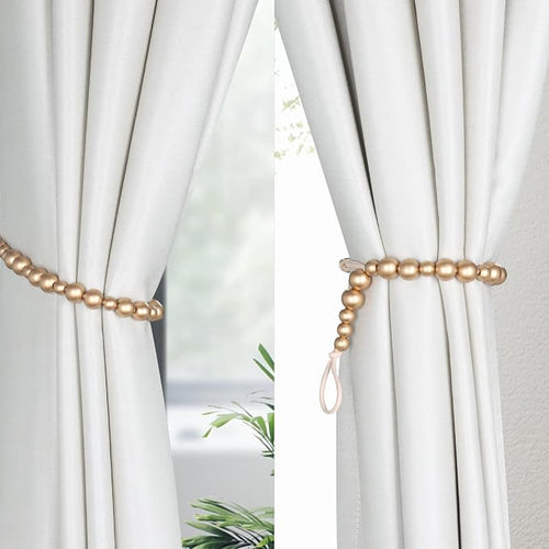 2 Pieces Wood Bead Curtain Tieback Boho Curtain Tiebacks Curtain Holdbacks - Image 2