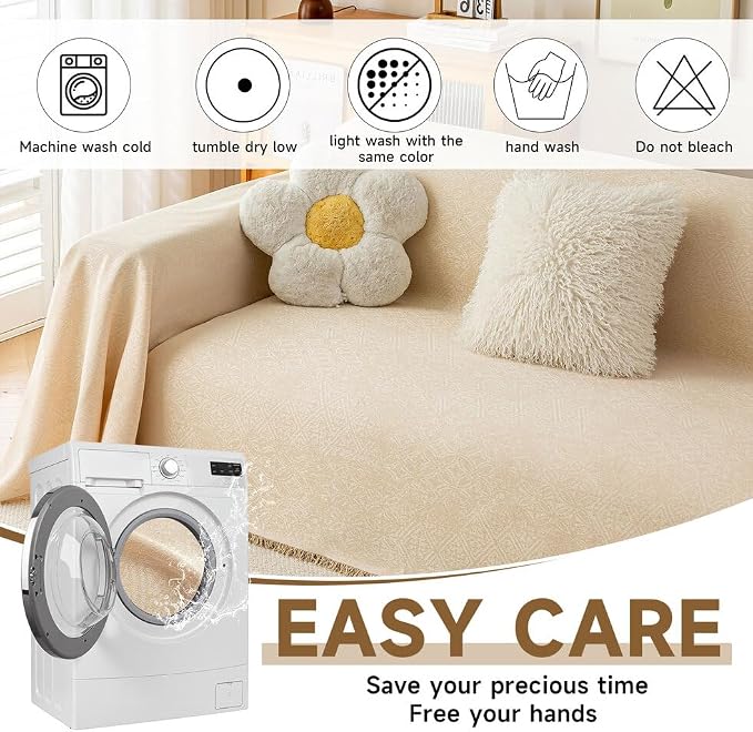 ROOMLIFE Boho Beige Couch Cover - Image 5
