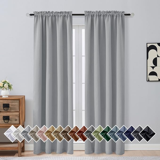 OVZME Silver Grey Blackout Curtains by OVZME