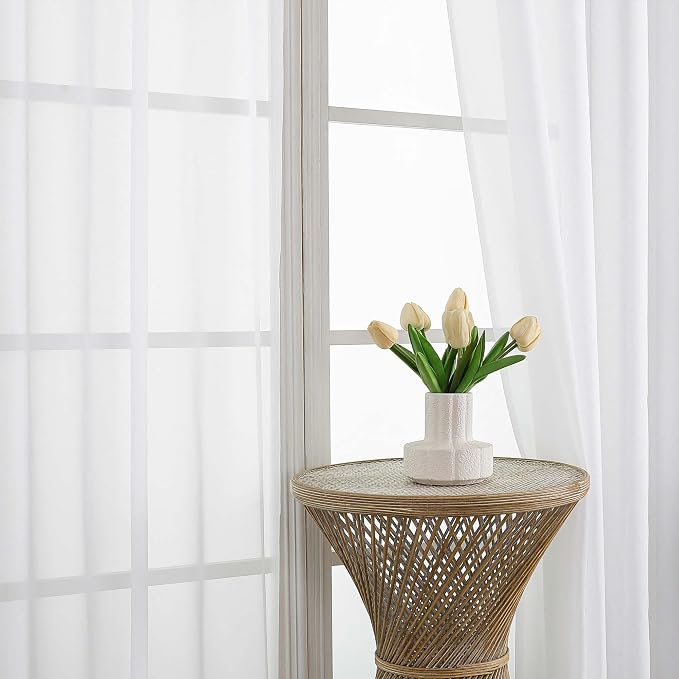 OVZME White Sheer Curtains 84 Inches Long 2 Panels Set, 59 Inch Extra Wide - Image 3