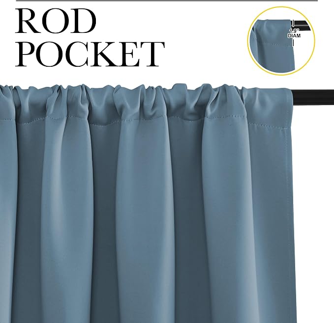 NICETOWN Window Curtains for Bedroom, Smoky Blue, 2 Panels, W42 x L48 -Inch - Image 2