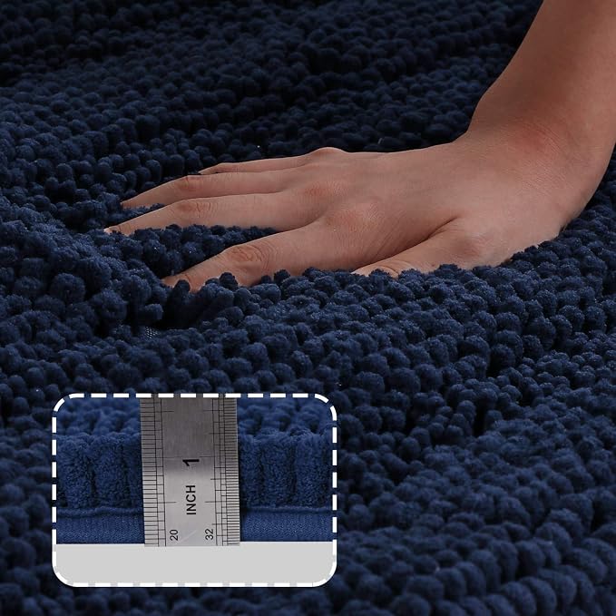 Turquoize Chenille Bathroom Rugs Set Non-Slip Bath Mats - Image 3