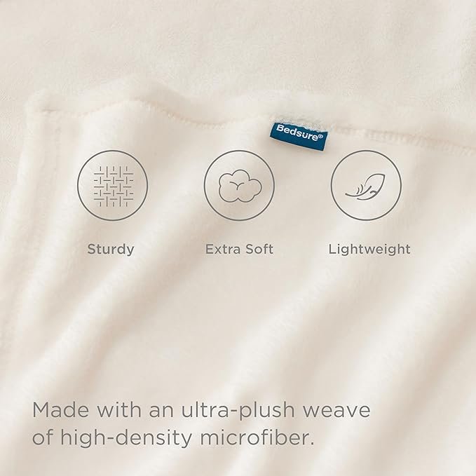 Bedsure GentleSoft Fleece Throw XL Blanket Cream - Image 5