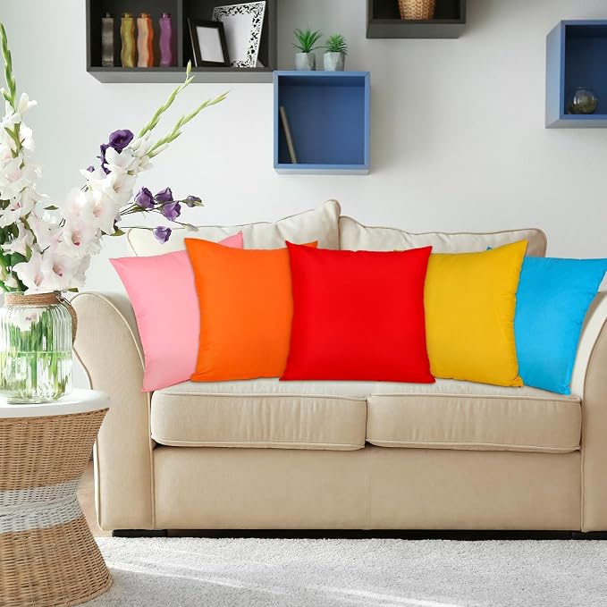 Preboun 8 Pcs 20 x 20 Inch Fresh Colors Decorative Throw Pillow Covers Mixed - Image 5