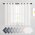 NICETOWN 45 inch Long Rich Linen Curtains Flax Texture, Grommet Top Rustic by NICETOWN