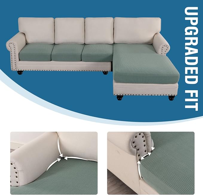 H.VERSAILTEX Sectional Couch Covers 4 Pieces Sofa Seat Cushion Covers L Shape - Image 7