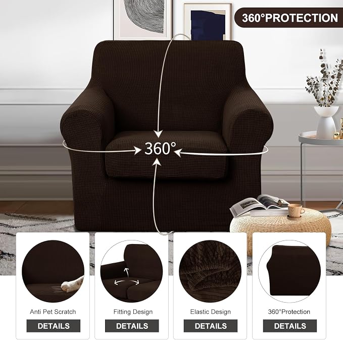 U-NICE HOME 2 Pieces Chair Covers Stretch Couch Cover Sofa Cover Washable Chair - Image 4