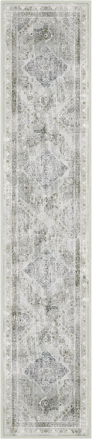 Phantoscope Washable Runner Rug 2'x10' Non-Slip, Vintage Neutral Hallway Rugs - Image 2
