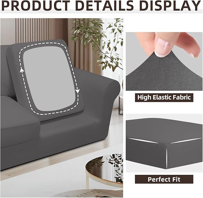 Easy-Going 7 Pieces Stretch Couch Cover Washable Sofa Cover Set - Image 6