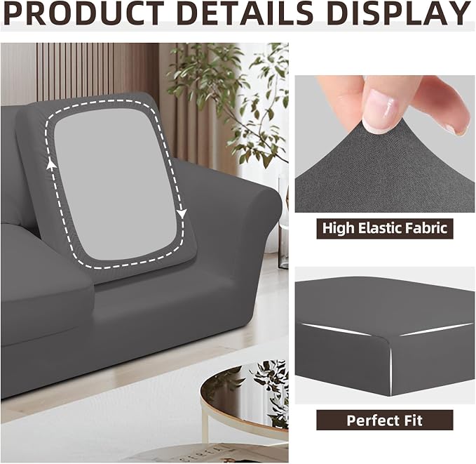 Easy-Going 5 Pieces Stretch Loveseat Cover Washable Loveseat Slipcover Set - Image 6