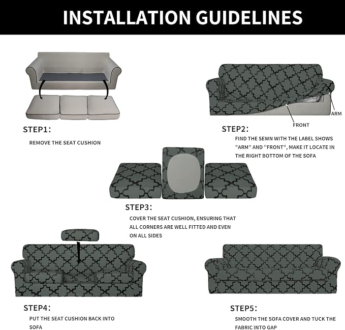 Easy-Going Print 4 Pieces Stretch Soft Couch Cover - Image 6