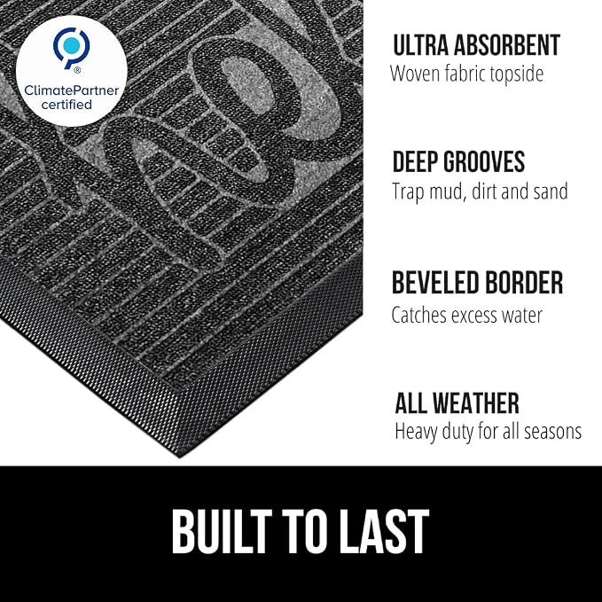 GORILLA GRIP 100% Waterproof All-Season WeatherMAX Doormat, US Designed Natural - Image 2