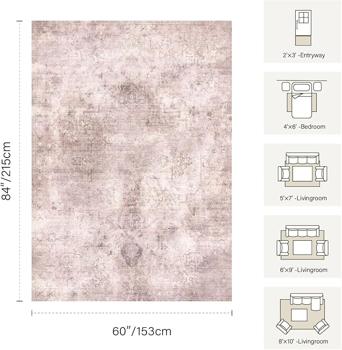 Small 2x3 Entryway Pink Rug, Vintage Area Rugs - Image 2