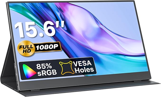 VisionOwl Portable Monitor 15.6 Inch 1080P FHD 85% sRGB Second Screen, USB-C by Seethewholeworldclearly