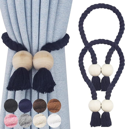 2 Pack Magnetic Curtain Tiebacks Cotton Hand Woven Tie Back Decorative Rope by CurtianTiebacks