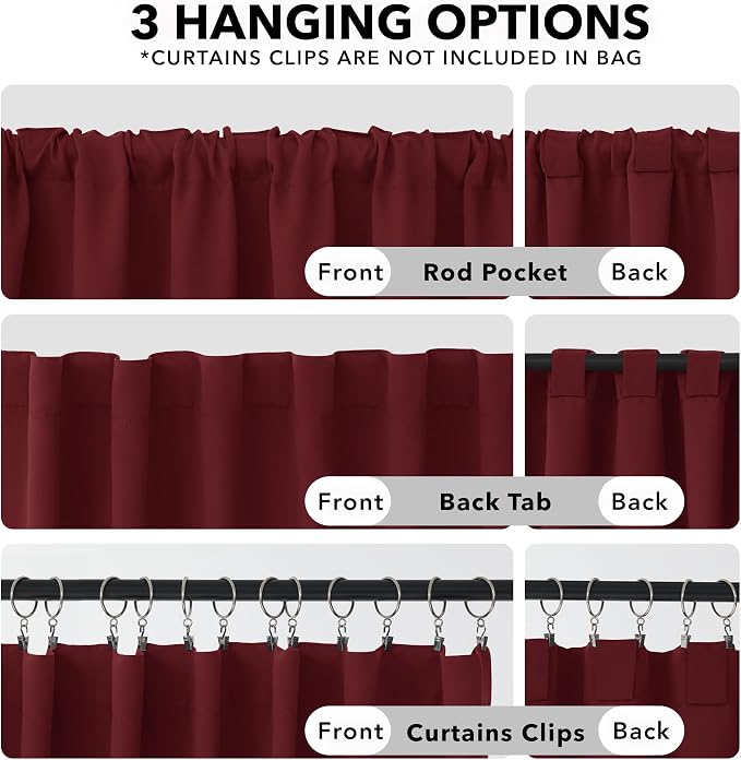 Deconovo Blackout Curtains, Thermal Insulated, W42 x L72 2 Panels, Back Tab - Image 2