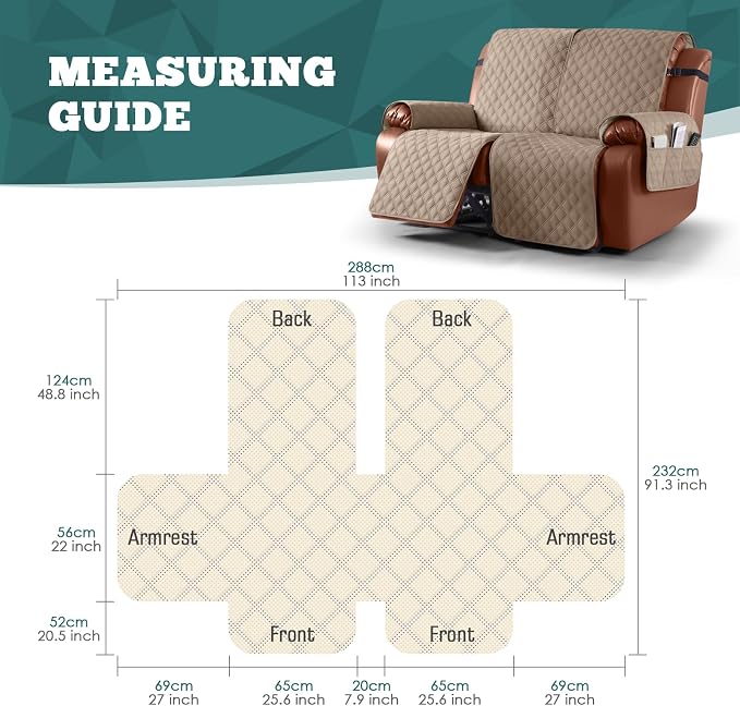 Ruaozz Waterproof Recliner Sofa Covers, 1-Piece Couch Covers - Image 2