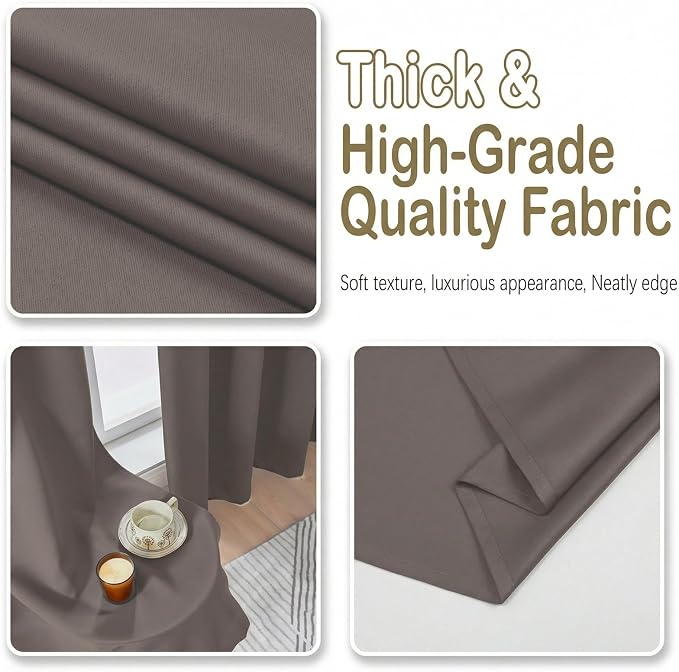 OVZME Latte Blackout Curtains for Bedroom 63 Inch Length 2 Panels, Protect - Image 7