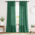 Nanspring Dark Green Linen Curtains 96 Inches Long 2 Panels Set by Nanspring