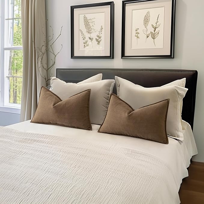 MIULEE Pack of 2 Dark Brwon Decorative Lumbar Pillow Covers 12x20 Inch Soft - Image 5