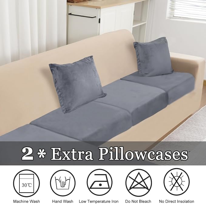 NAISI Sectional Couch Cover 3 Pieces Velvet Separate Couch Cushion Covers L - Image 4