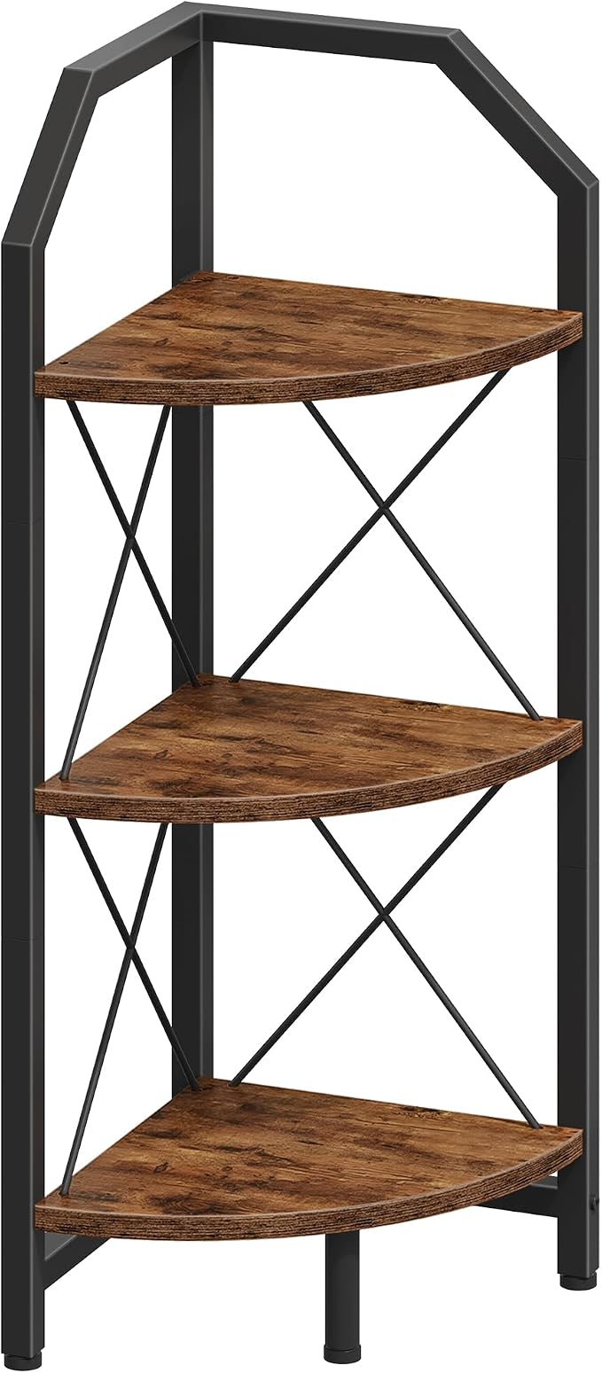 CHOEZON 3-Tier Corner Shelf, Industrial Corner Bookshelf, 35.4" Storage Stand - Image 9