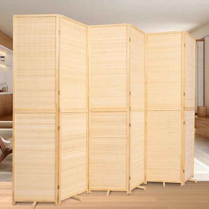 Room Divider Folding Privacy Screens, Hand-Made 67'' High Bamboo Room Dividers by HOMSCREENER