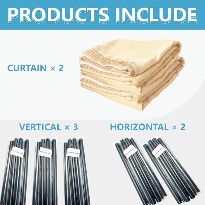 Jilron No-Drill Room Divider Curtains Set: Includes 106" W x 84" L Beige - Image 7