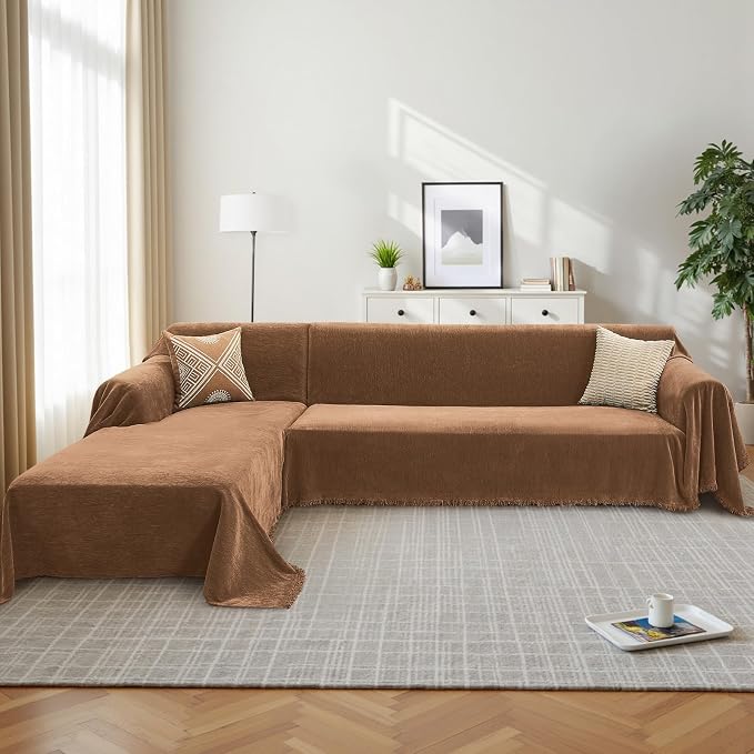 CAPALOCA Sectional Couch Covers, 2 Pieces Chenille Sofa Cover L Shaped Couch - Image 7