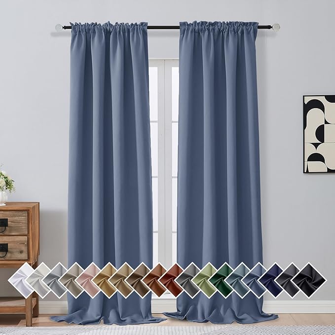 OVZME Denim Blue Blackout Curtains by OVZME
