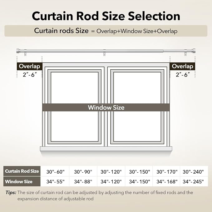 IFELS Heavy Duty Curtain Rods for Windows 72 to 144 Inch, 1 Inch Silver Window - Image 6