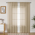 Gwine Taupe Sheer Curtains 84 Inches Long 2 Panels Set by Gwine
