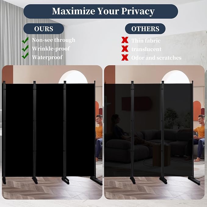 Room Divider Folding Privacy Screens W/Lockable Wheels - Image 4