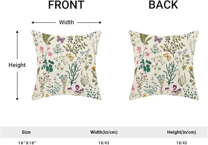 AEIOAE Spring Pillow Covers 18x18 Inch Set of 2, Sage Green Teal Wild Flower - Image 5