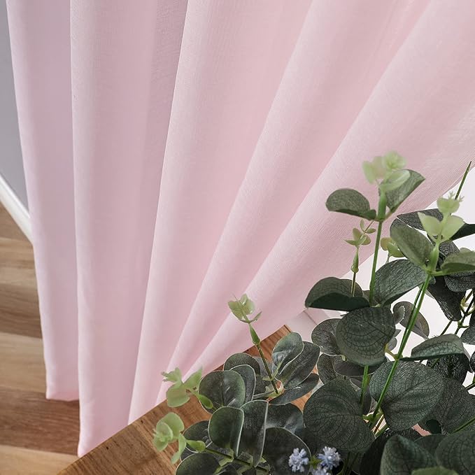 Tollpiz Short Sheer Curtains Linen Textured Living Room Curtain Sheers Light - Image 3