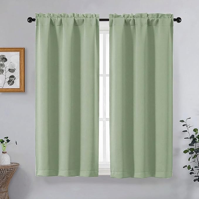 OVZME Light Green Short Blackout Curtains by OVZME