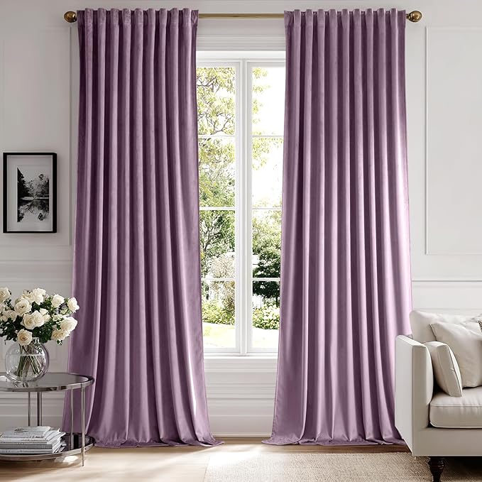 MIULEE Lavender Velvet Curtains 96 inches by MIULEE
